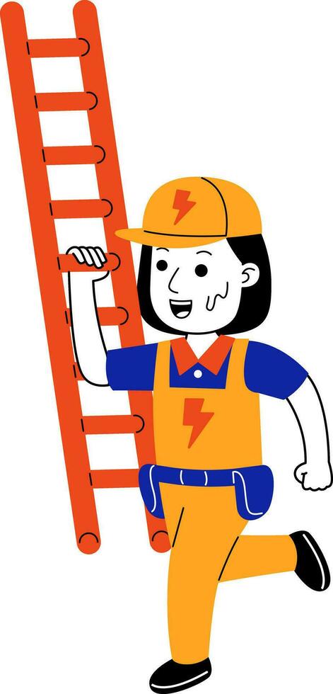 young woman electrician vector illustration