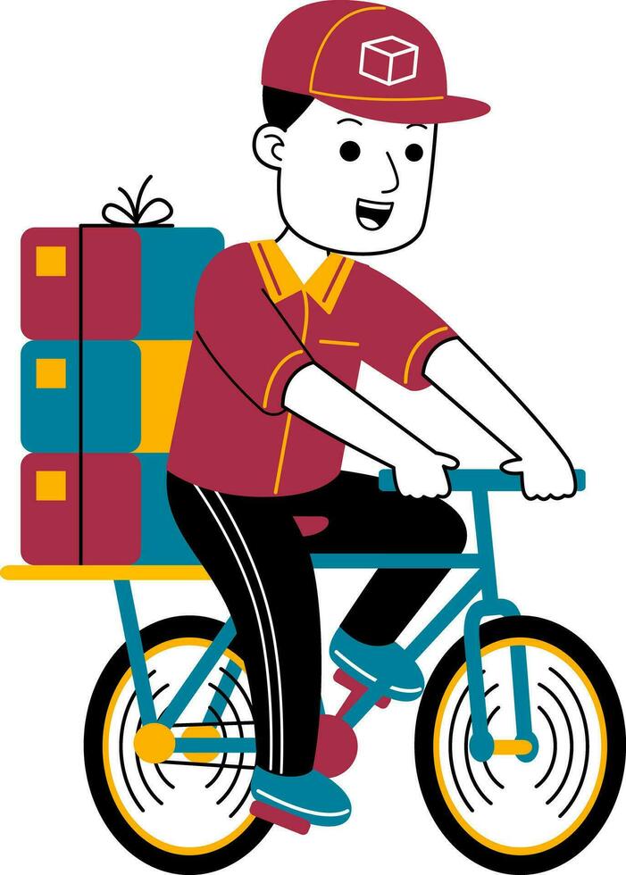 young man courier vector illustration