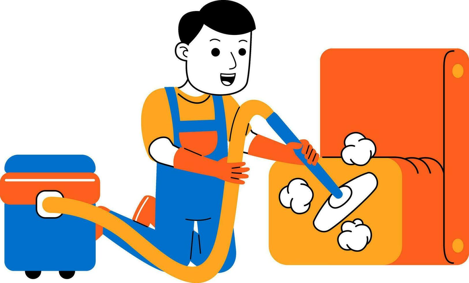 young man house cleaner vector illustration