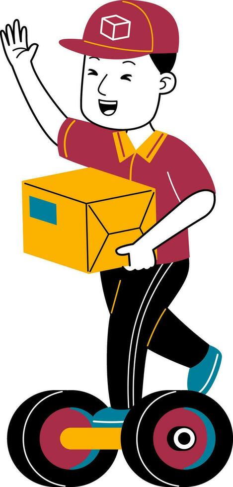 young man courier vector illustration