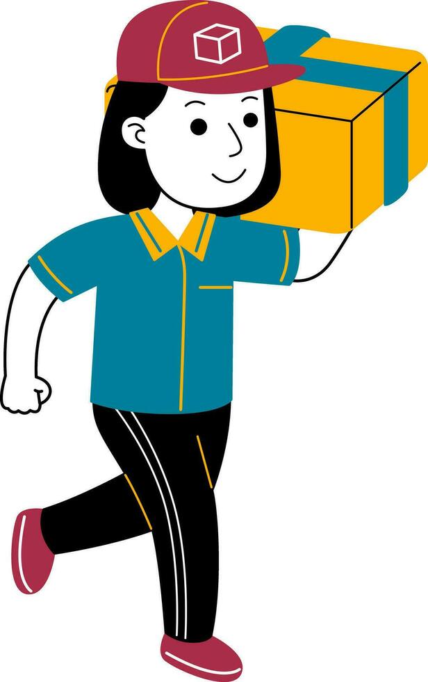 young woman courier vector illustratio