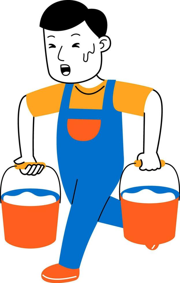 young man house cleaner vector illustration