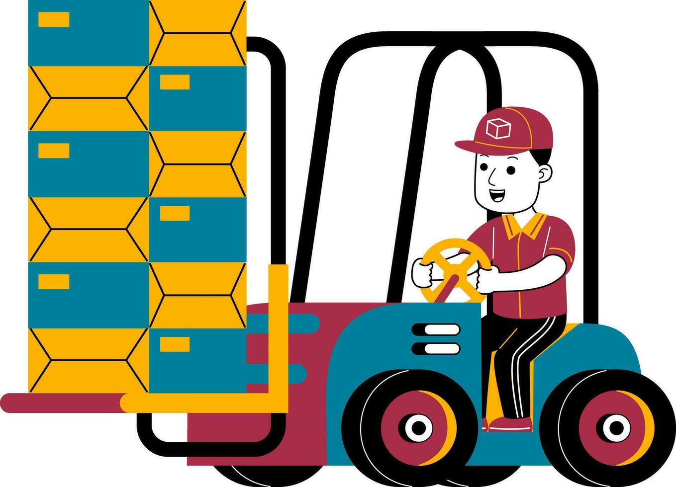 young man courier vector illustration