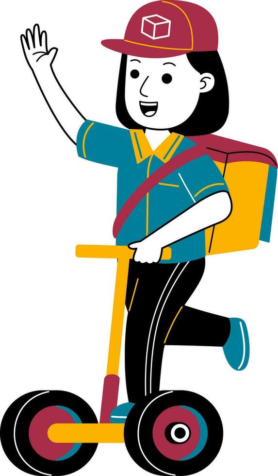 young woman courier vector illustratio