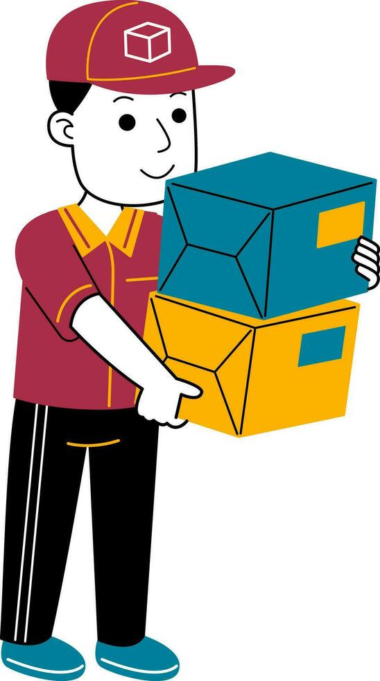 young man courier vector illustration