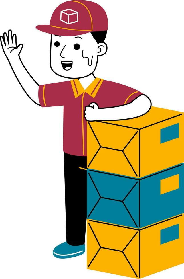 young man courier vector illustration