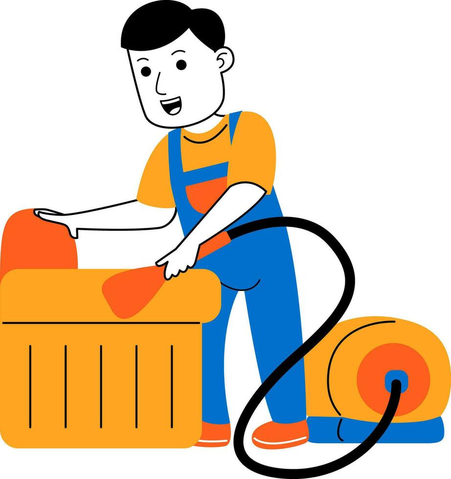 young man house cleaner vector illustration