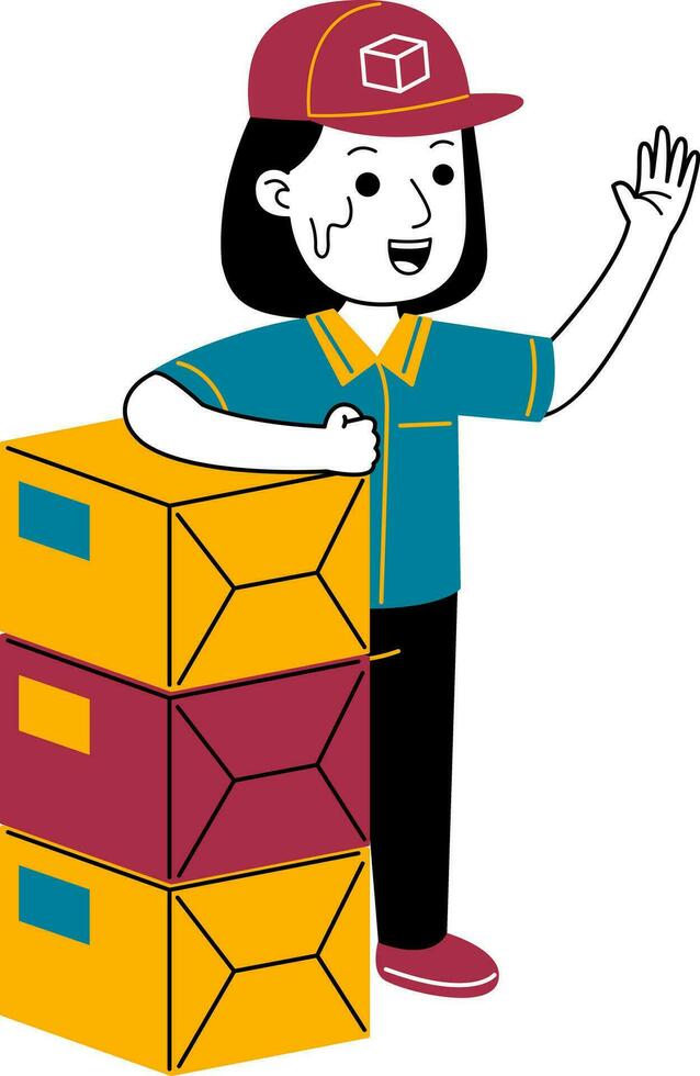 young woman courier vector illustratio