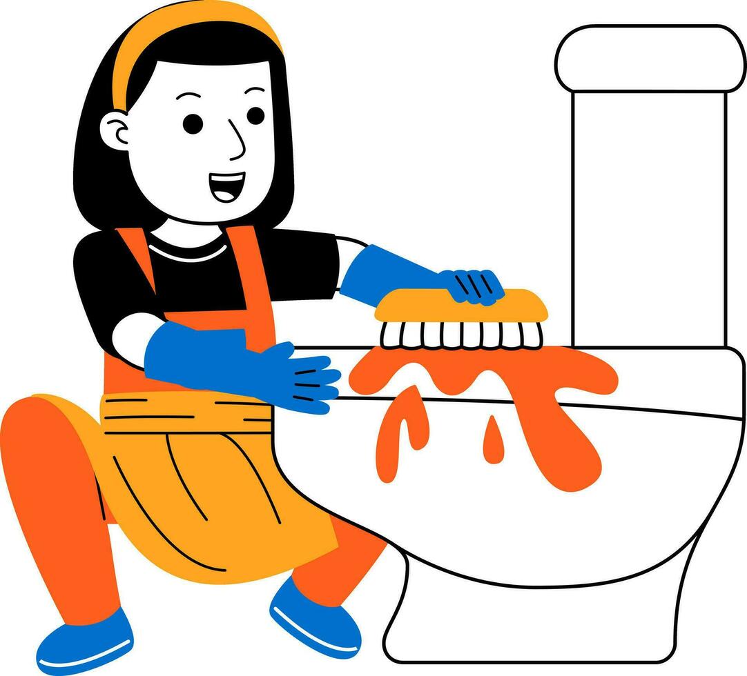 joven mujer casa limpiador vector ilustración