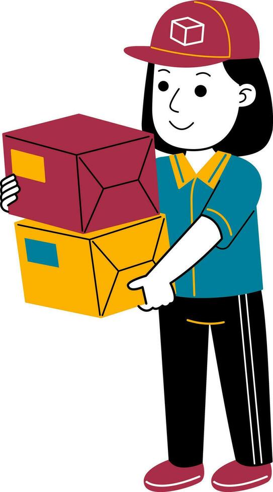 young woman courier vector illustratio