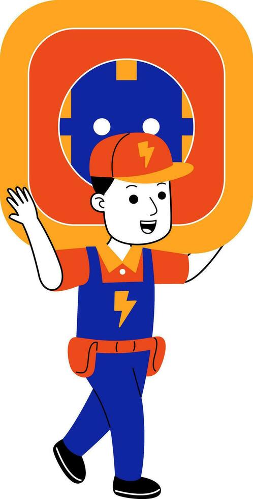 young man electrician vector illustration