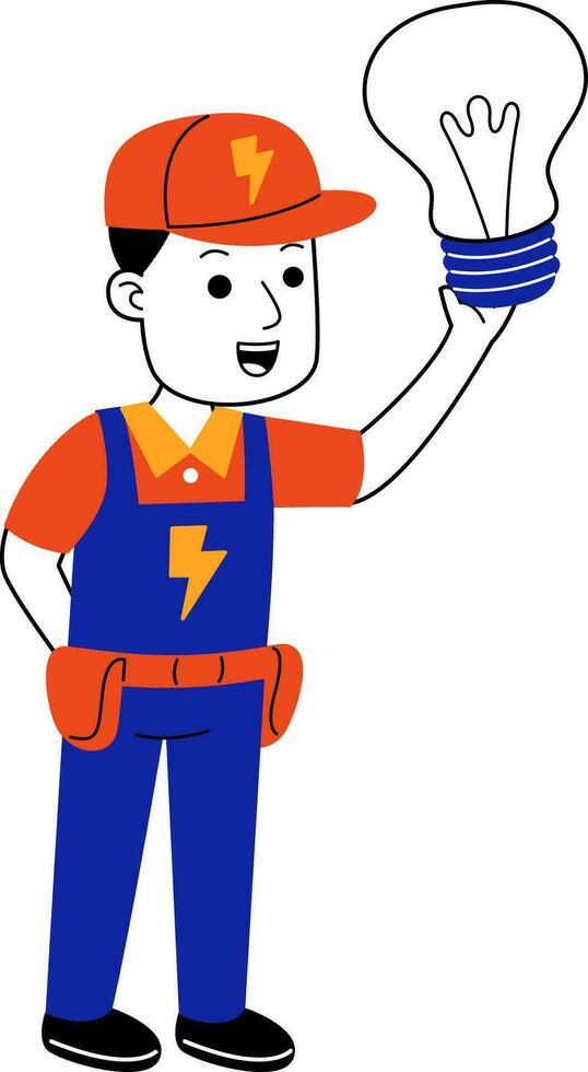 joven hombre electricista vector ilustración