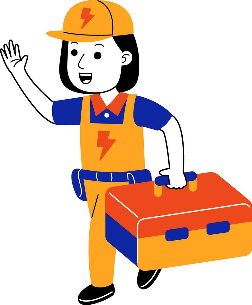 young woman electrician vector illustration