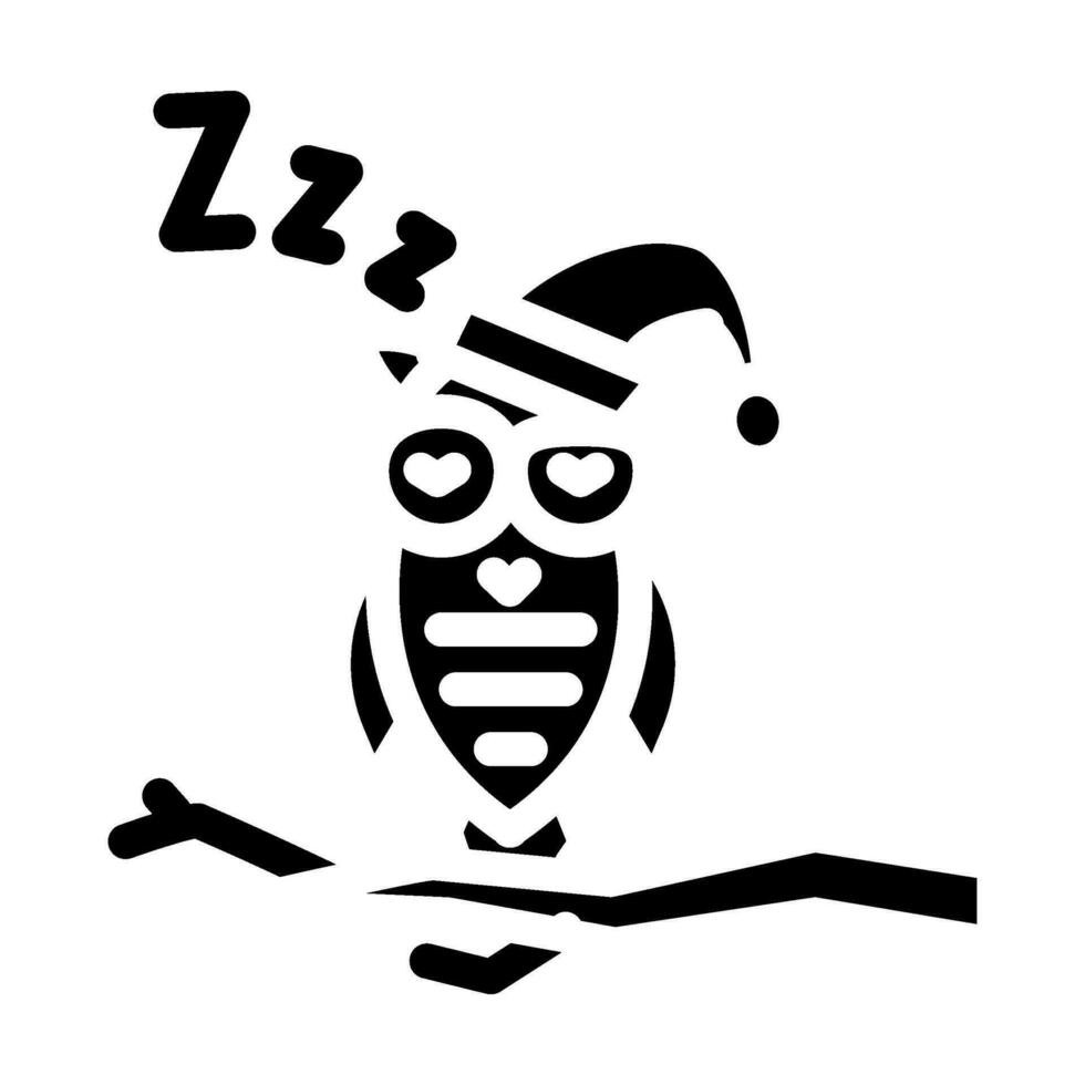 sleepy owl sleep night glyph icon vector illustration