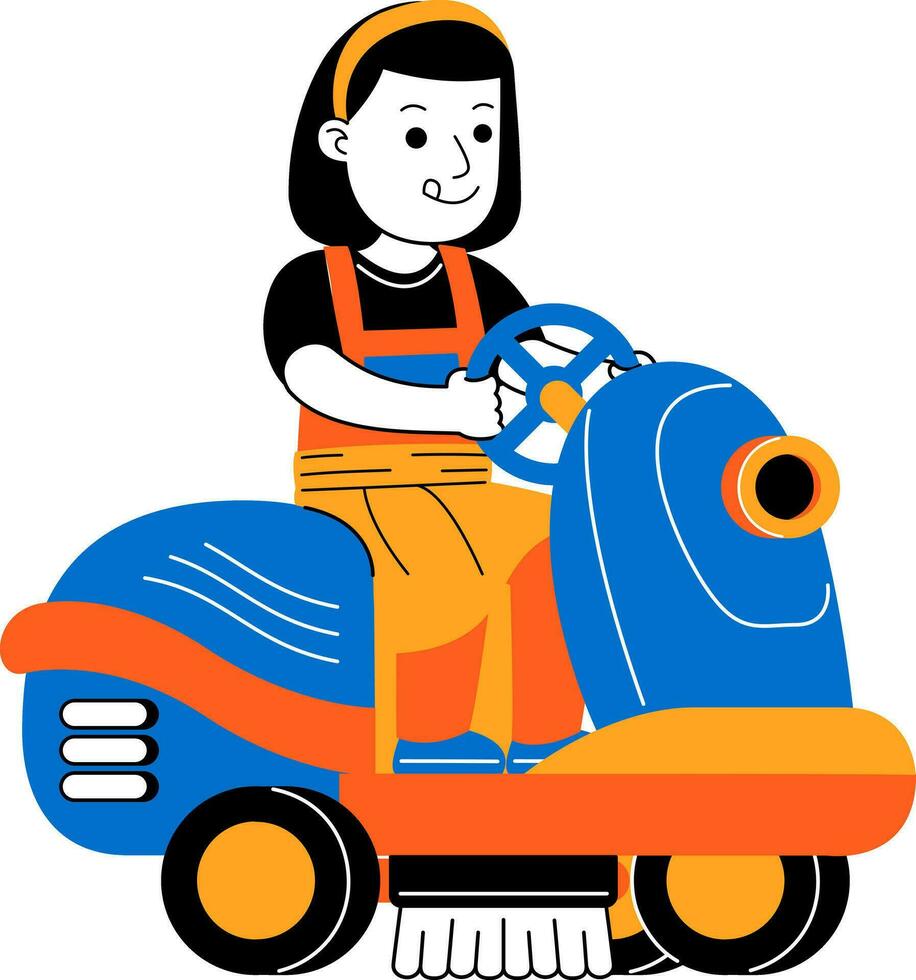 young woman house cleaner vector illustration