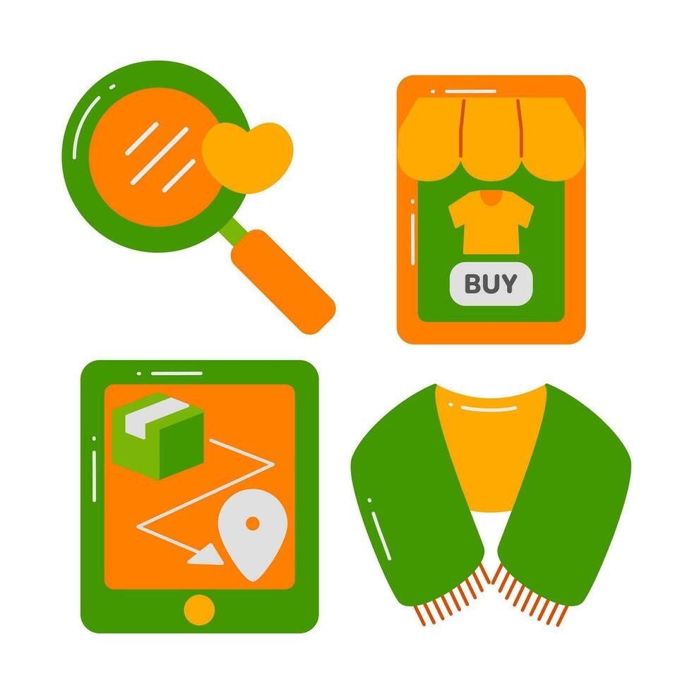 shopping objects vector illustrations set