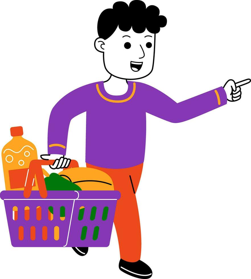 young man shopper vector illustration