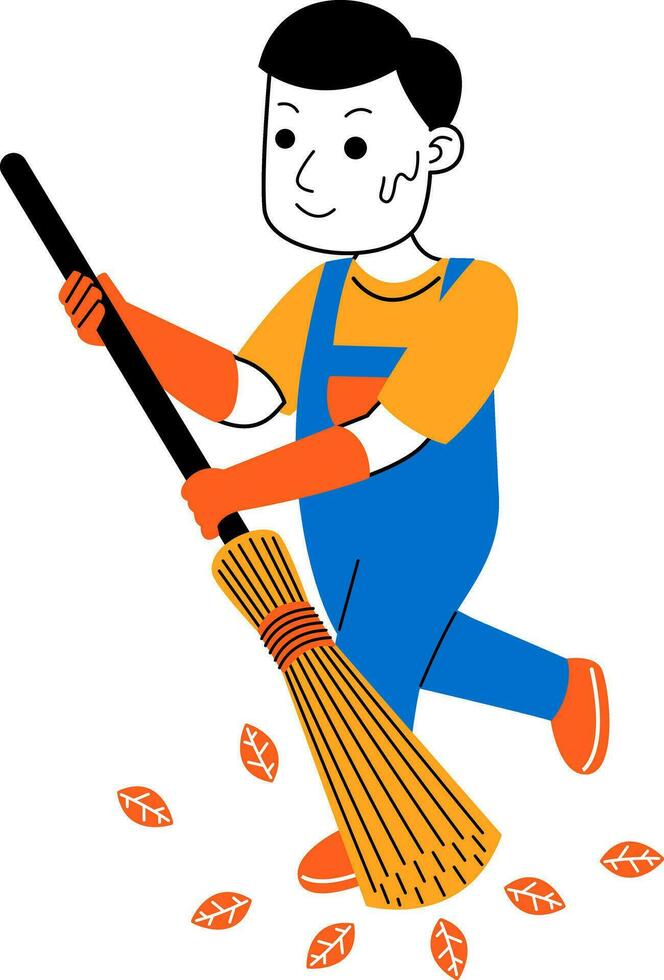 young man house cleaner vector illustration