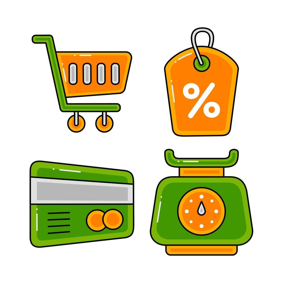 shopping objects vector illustrations set