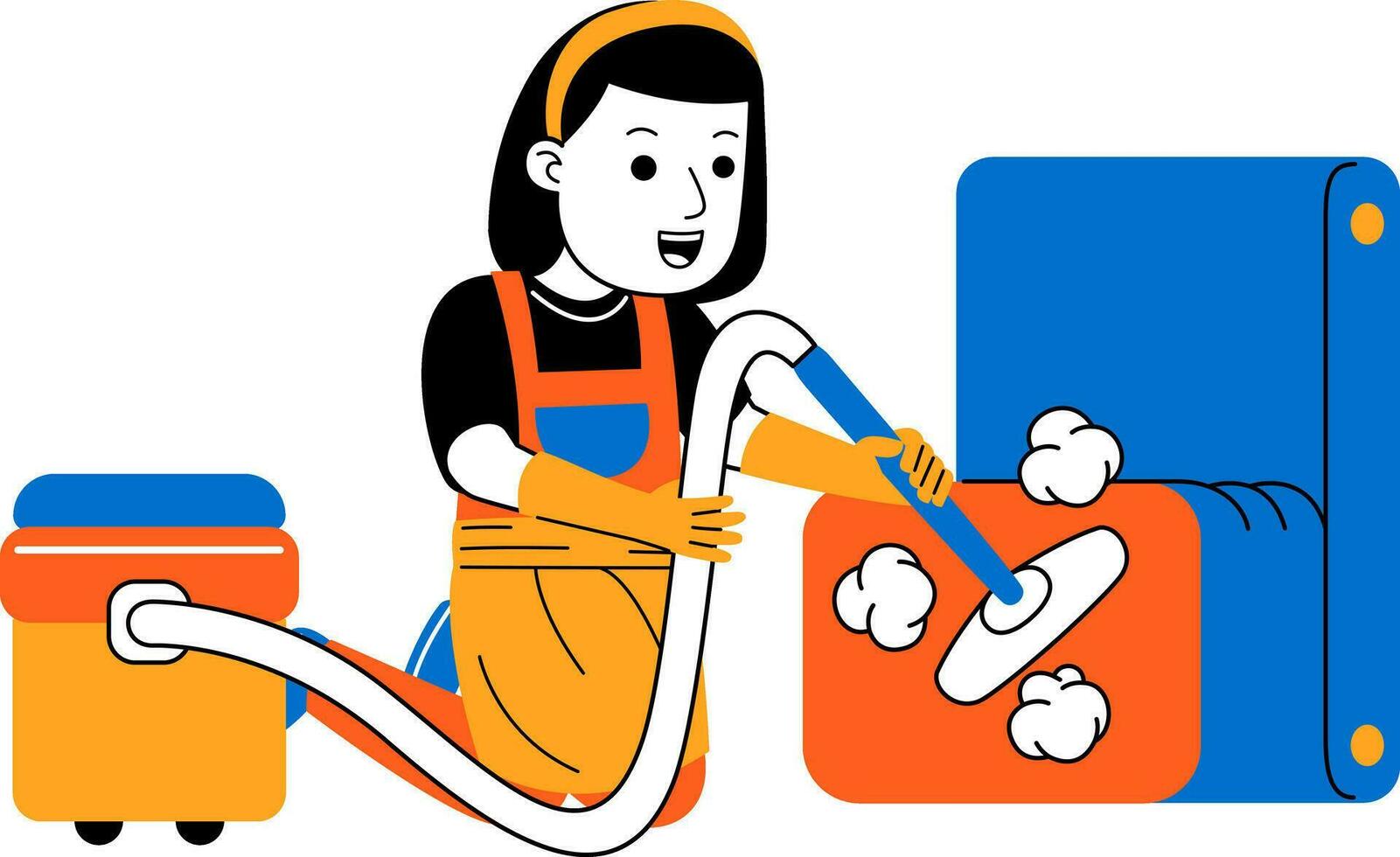 young woman house cleaner vector illustration