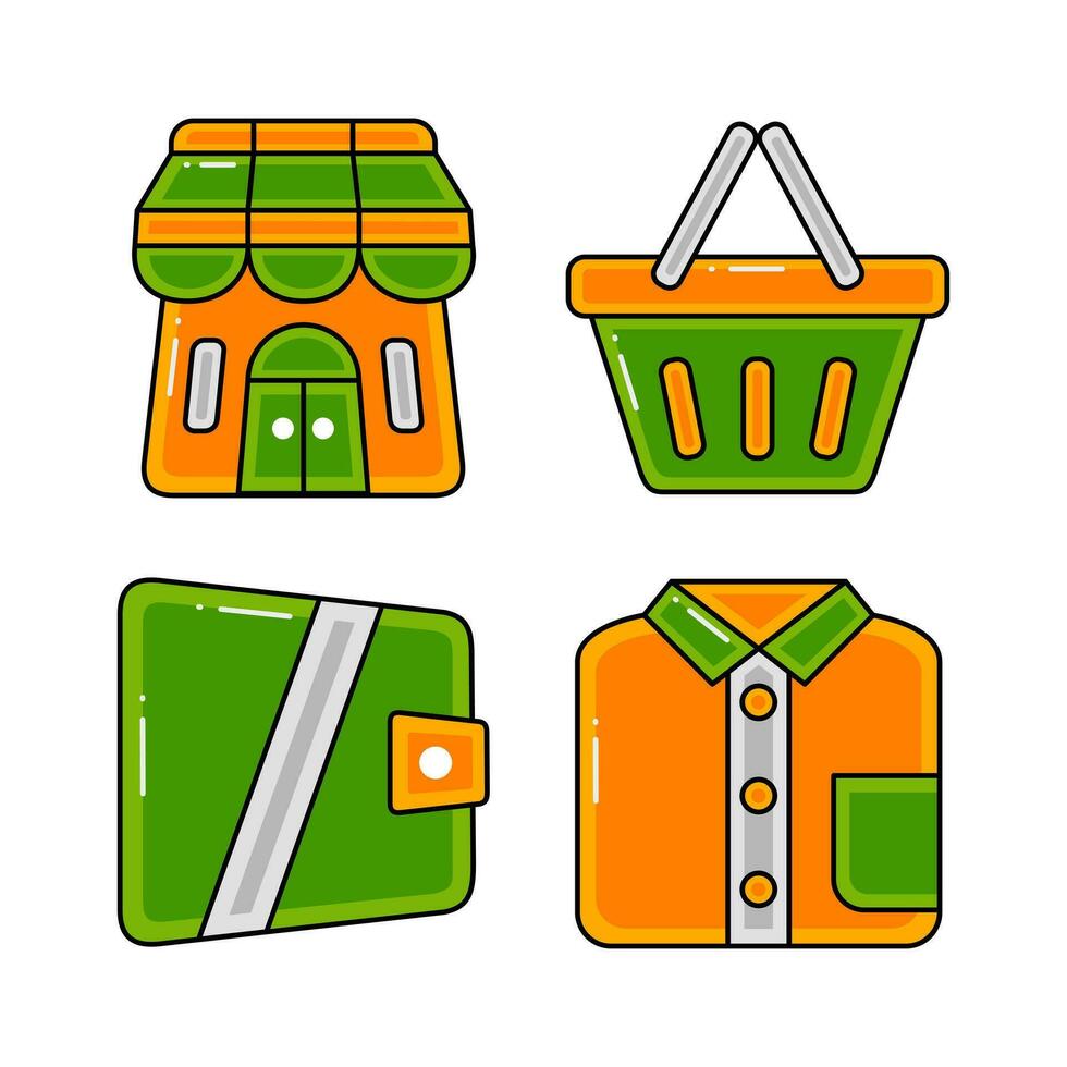 shopping objects vector illustrations set