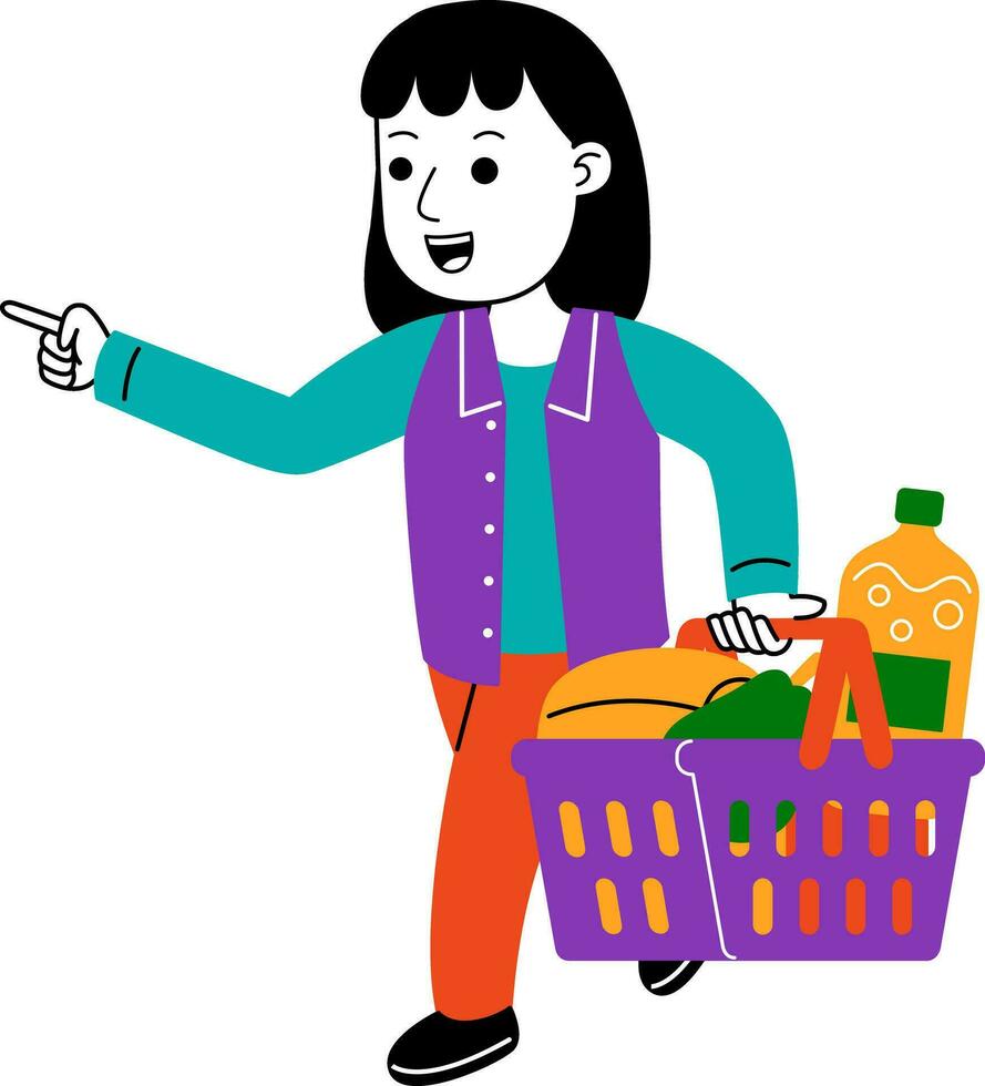 young woman shopper vector illustration