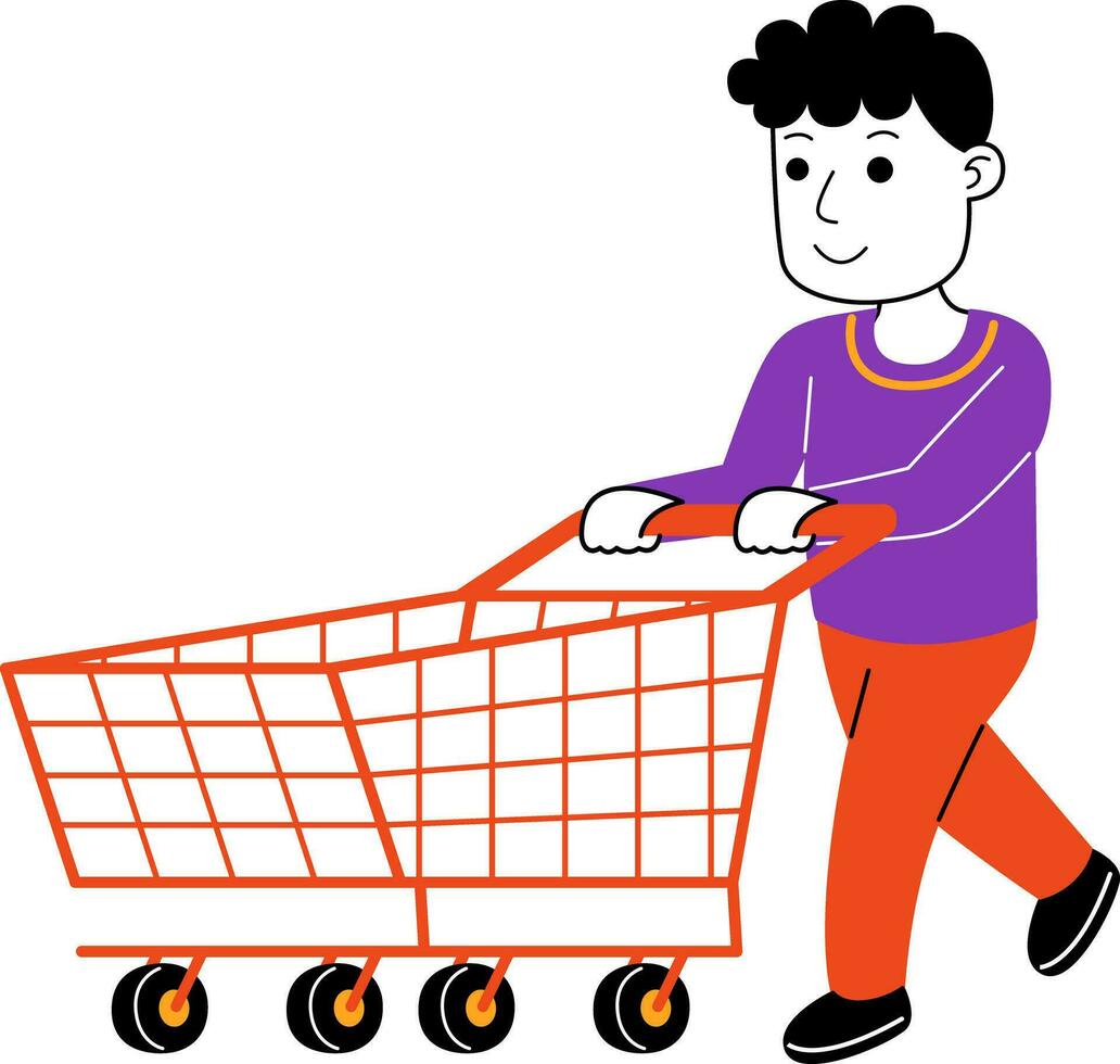 young man shopper vector illustration