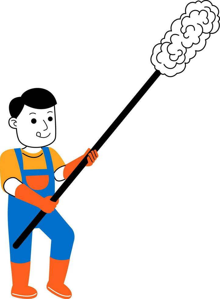 young man house cleaner vector illustration