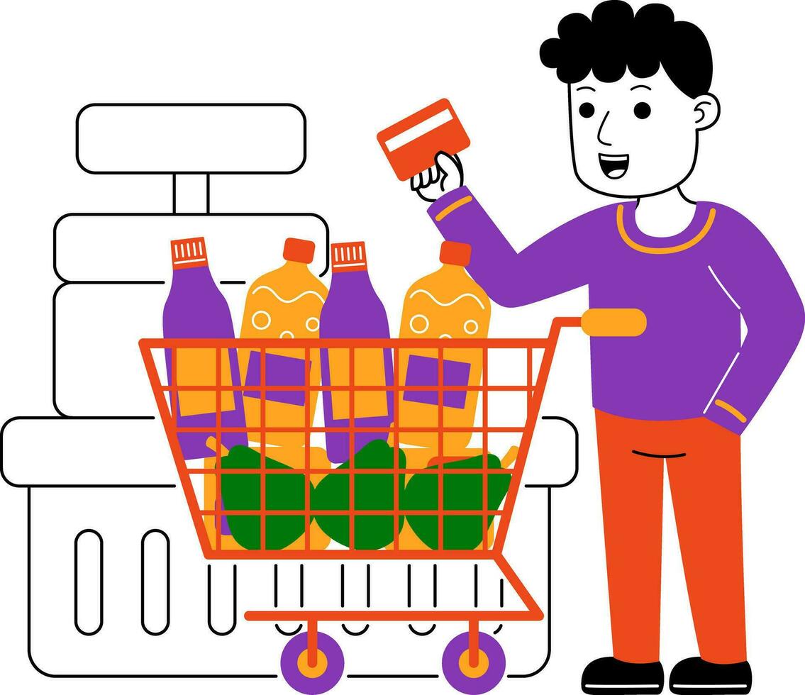 young man shopper vector illustration