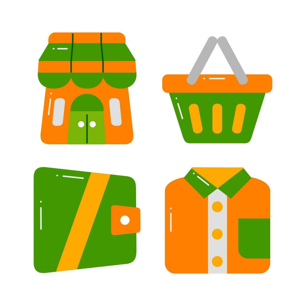 shopping objects vector illustrations set