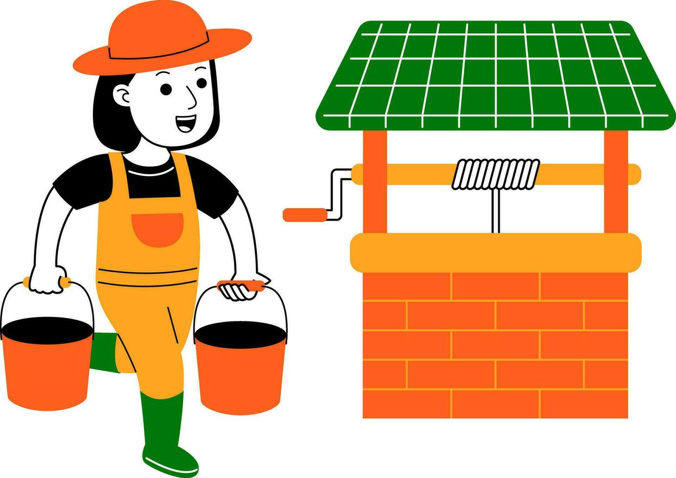 young woman farmer vector illustration