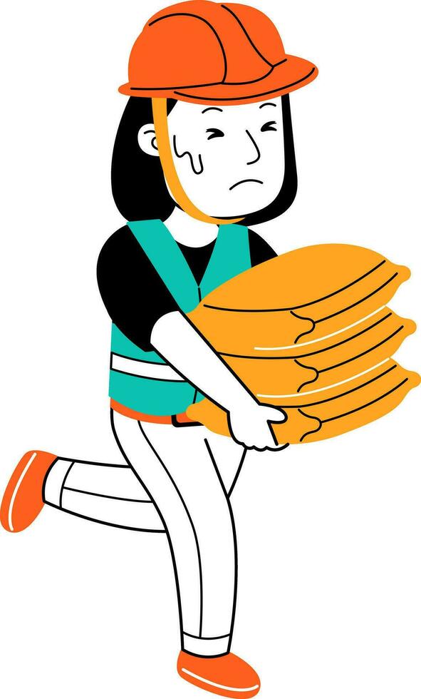 young woman builder vector illustration