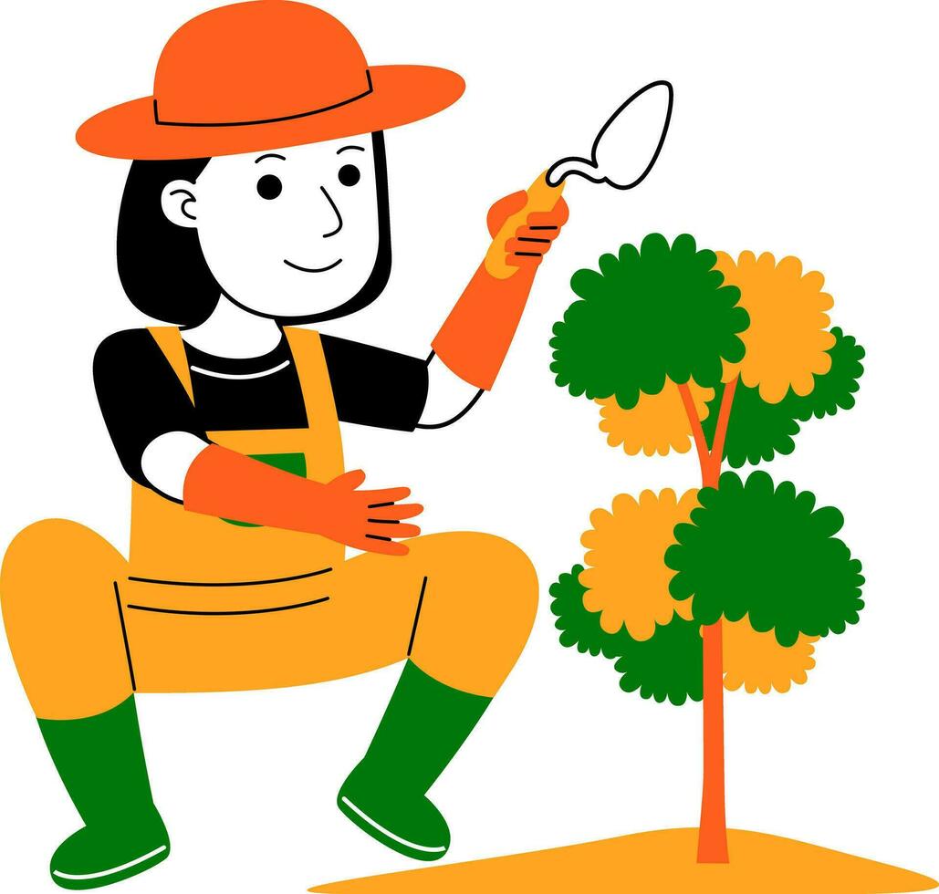 young woman farmer vector illustration