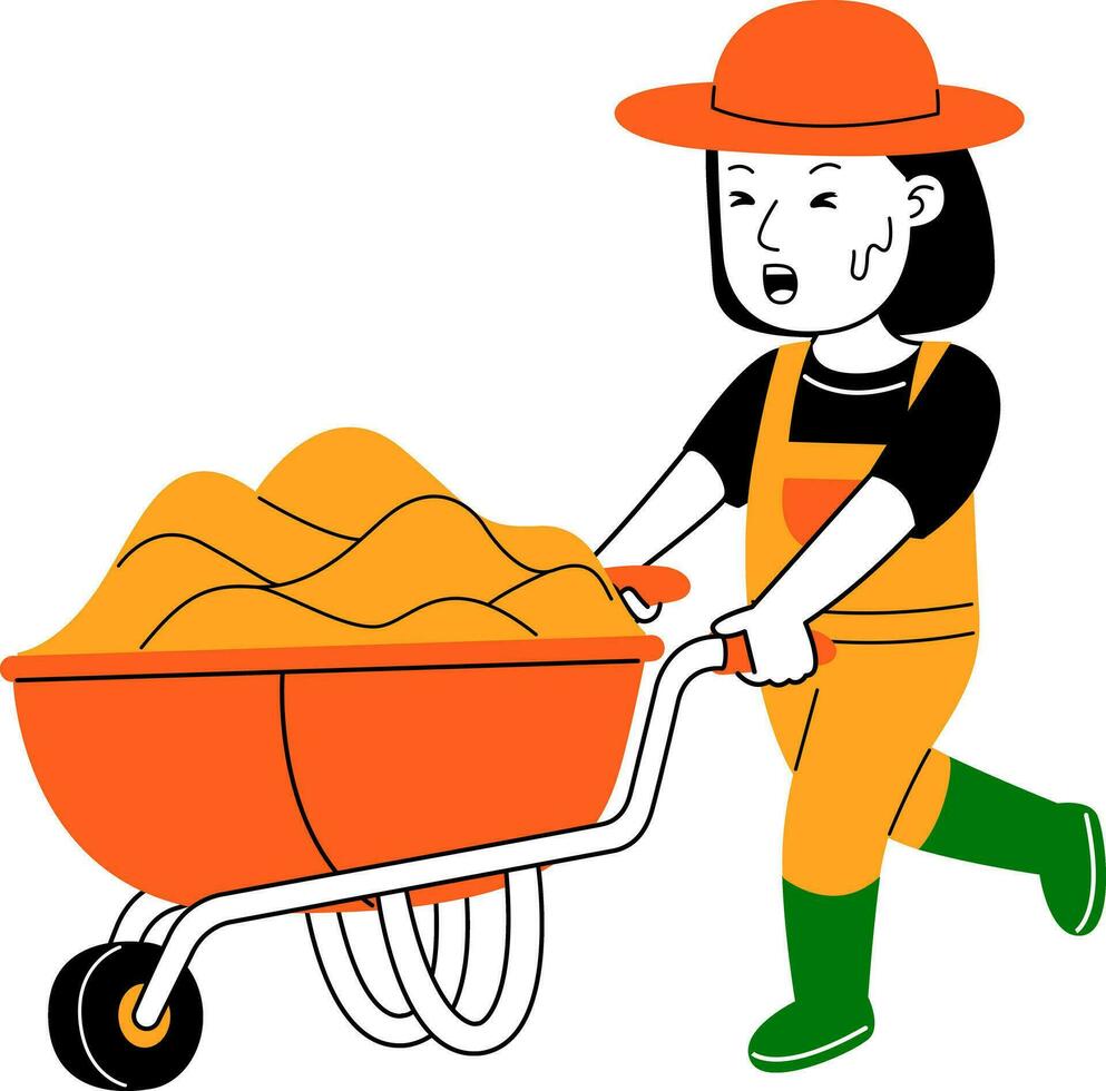 joven mujer granjero vector ilustración