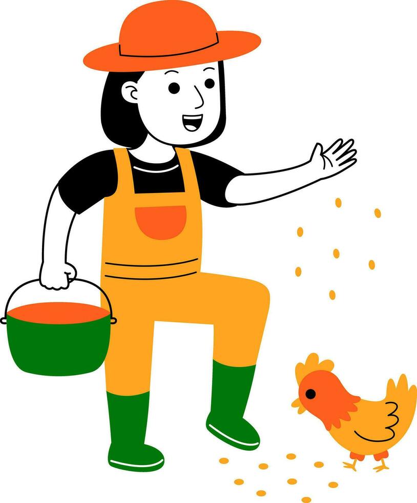 young woman farmer vector illustration