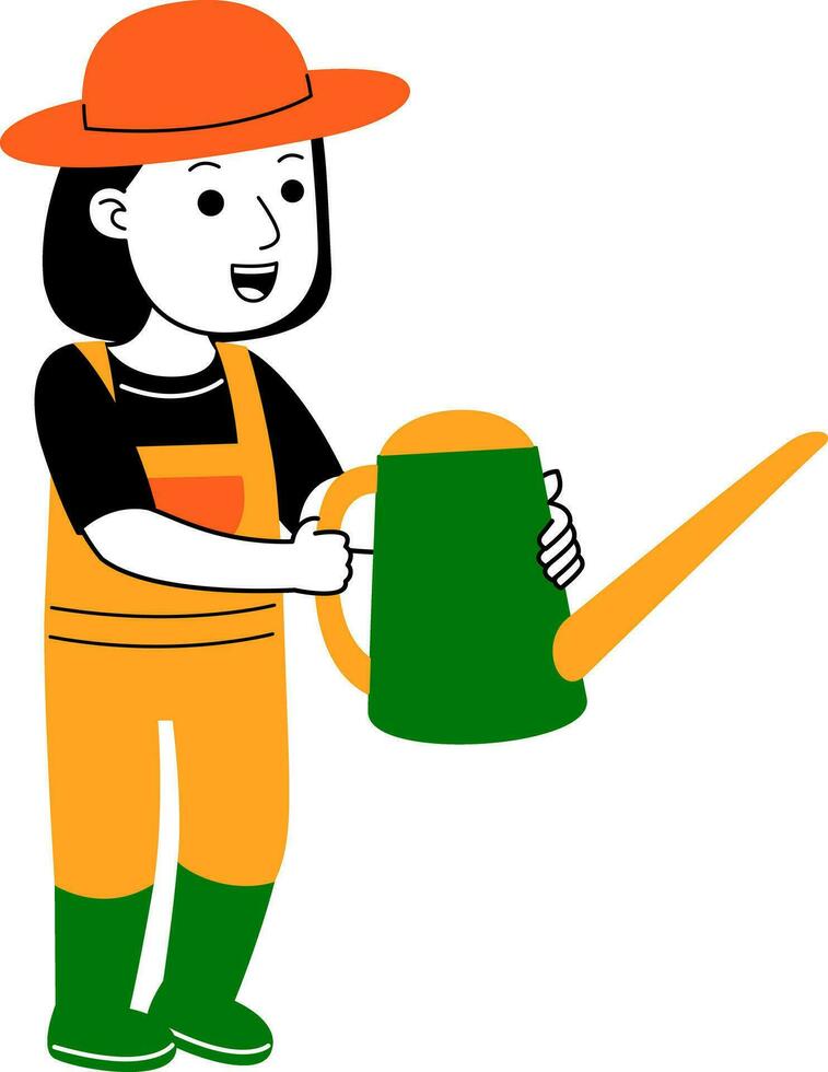 young woman farmer vector illustration