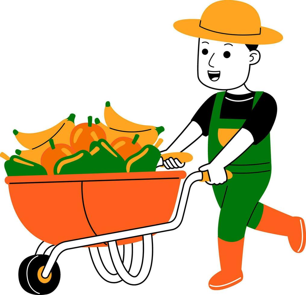 young man farmer vector illustration