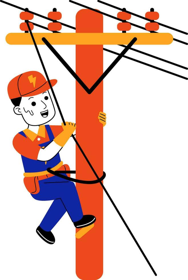 young man electrician vector illustration