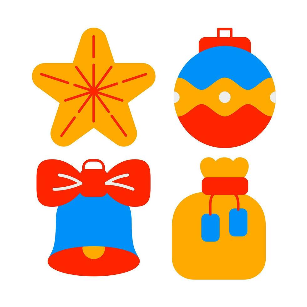 christmas objects vector illustrations set