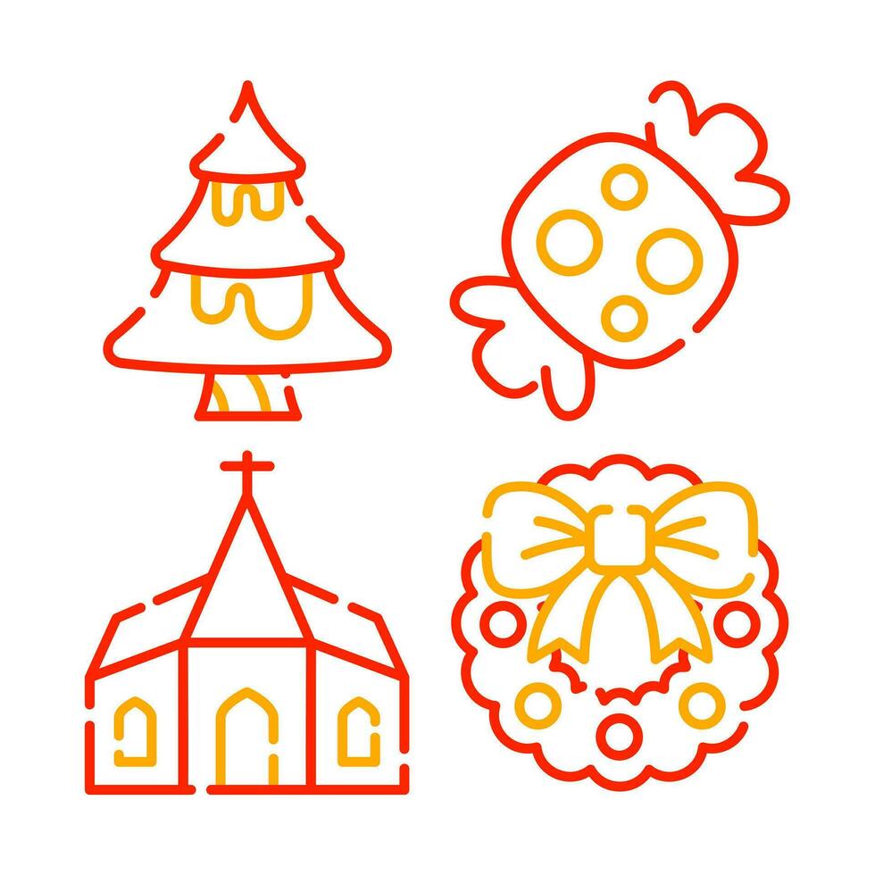 christmas objects vector illustrations set