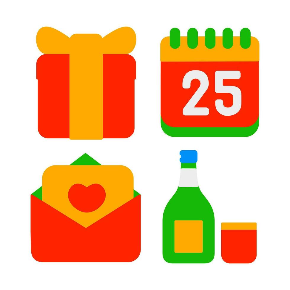 christmas objects vector illustrations set