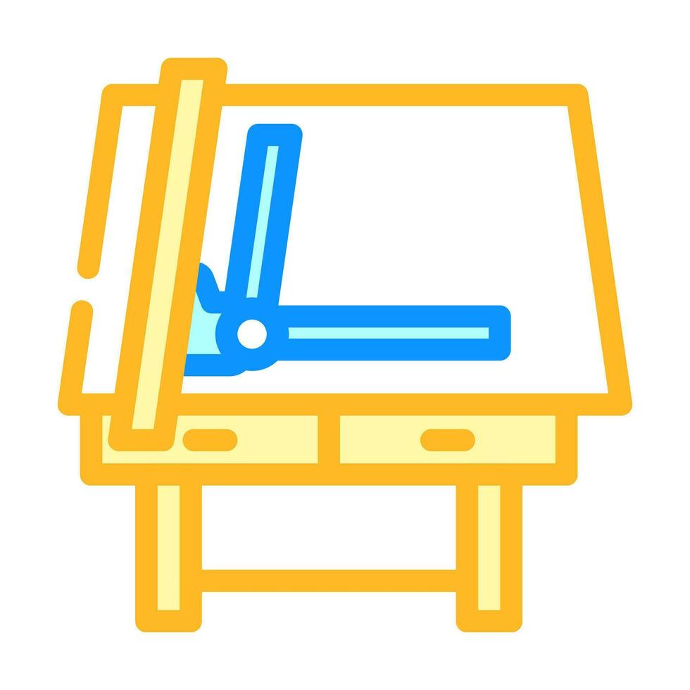 drafting table architectural drafter color icon vector illustration