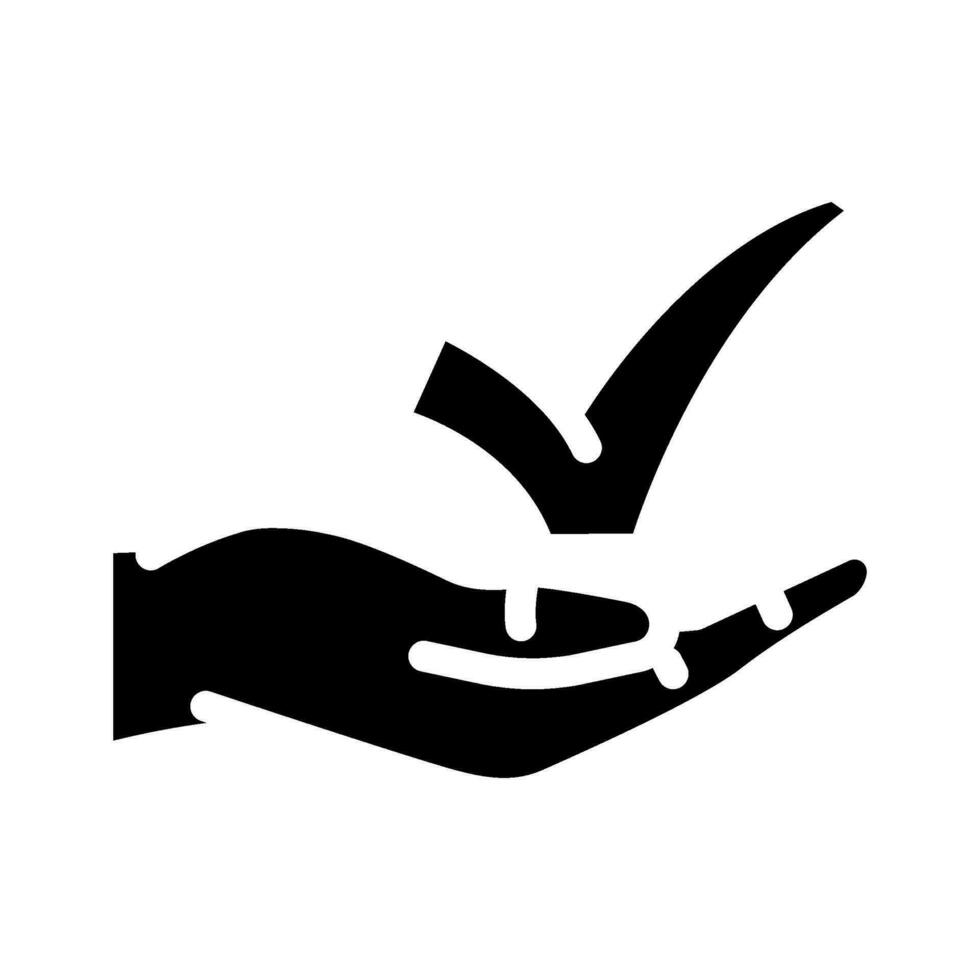 hand check mark glyph icon vector illustration