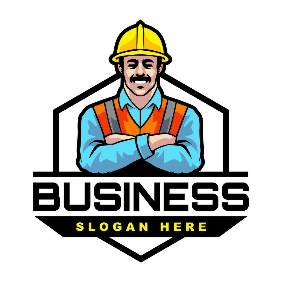 BUILDER CONTRACTOR MASCOT LOGO TEMPLATE vector