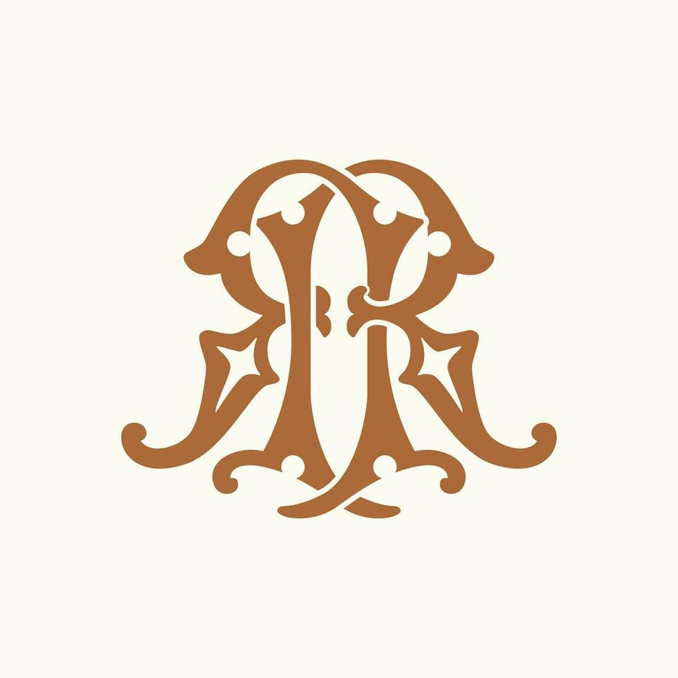 Savor sophistication with our vector monogram emblem R and R. Elevate your restaurant brand with this tasteful and distinctive retro-inspired design.