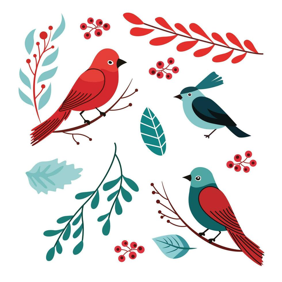 Elegant winter birds dance across this festive pattern, spreading holiday cheer with their whimsical charm. Perfect for a joyful Christmas ambiance vector