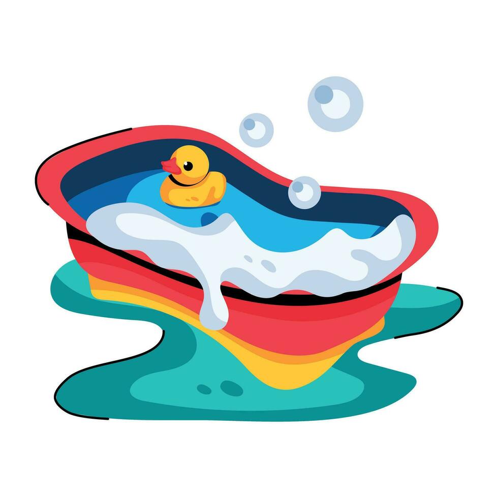 Trendy Baby Bathtub vector