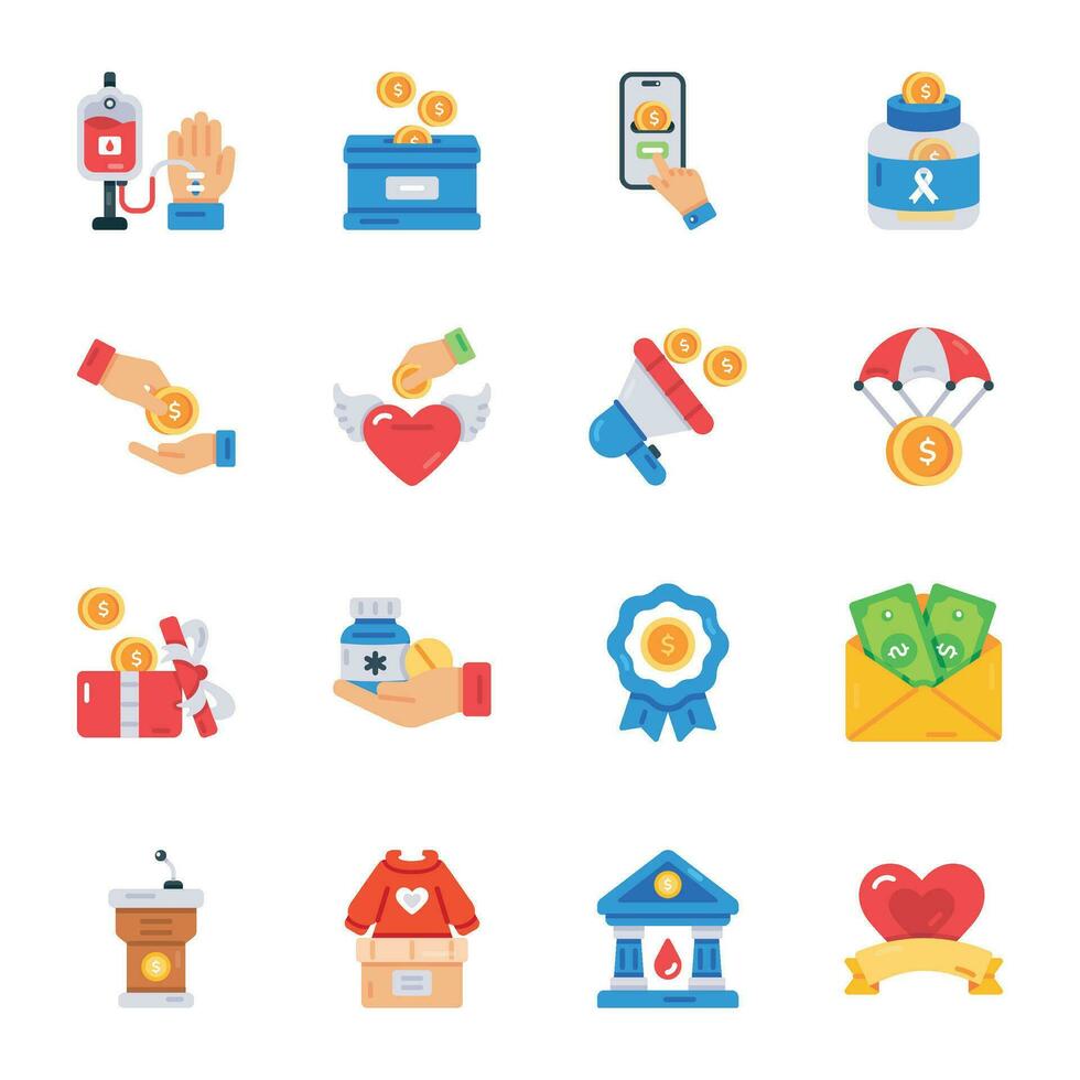 Set of Flat Donation Icons vector