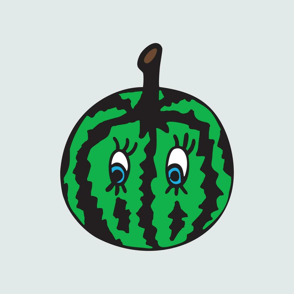 Watermelon cartoon character isolated on white background. Healthy food funny mascot vector illustration in flat design.