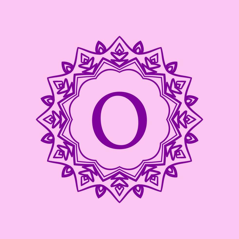 letra o mandala elegante circular frontera inicial vector logo diseño